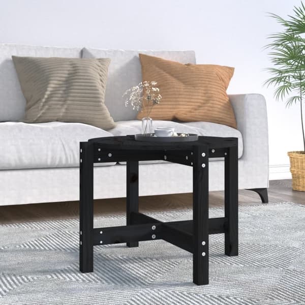 Soffbord svart Ø 62,5x45cm massiv furu