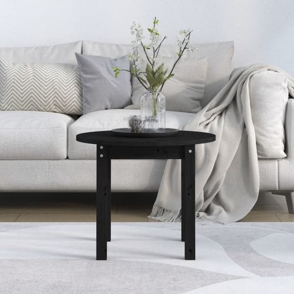 Soffbord svart Ø 55x45cm massiv furu