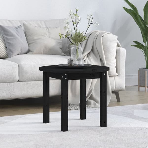 Soffbord svart Ø 55x45cm massiv furu