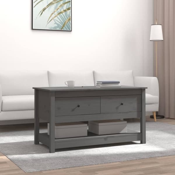 Sohvapöytä harmaa 102x49x55 cm täysi mänty