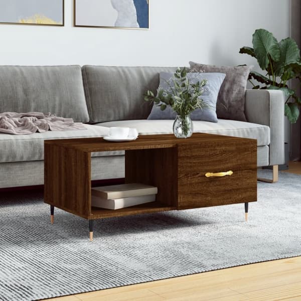 Soffbord brun ek 90x50x40 cm konstruerat trä