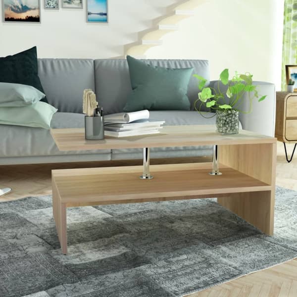 Soffbord spånskiva 90x59x42 cm ekfärg