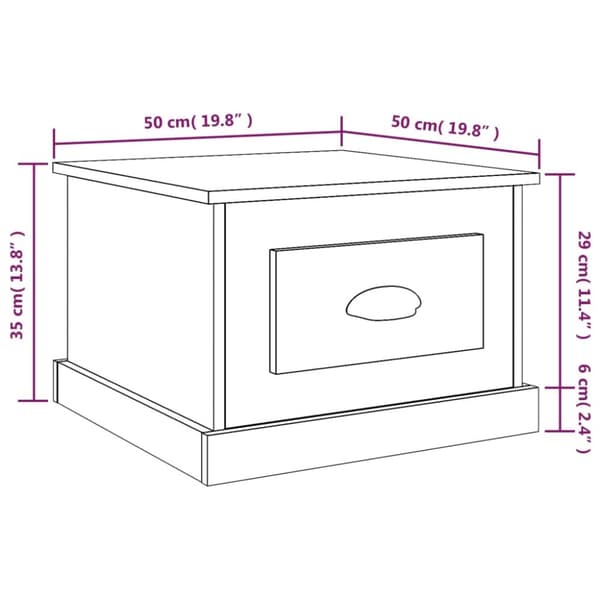 Soffbord betonggrå 50x50x35 cm konstruerat trä