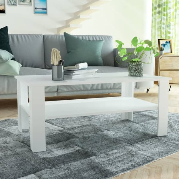 sofabord 100x59x42 cm konstrueret træ hvid