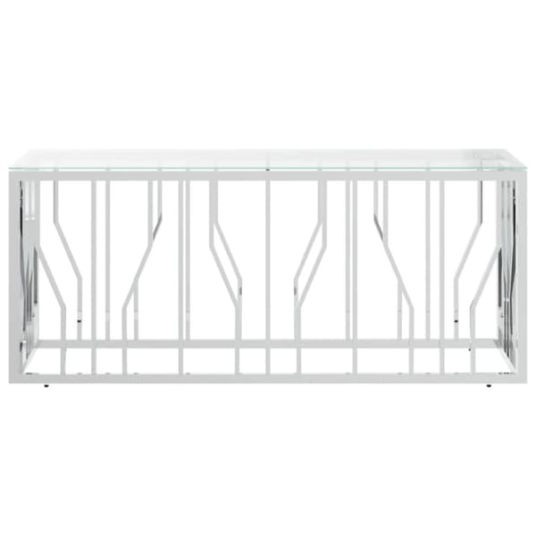sofabord 110x45x45 cm rustfrit stål og glas