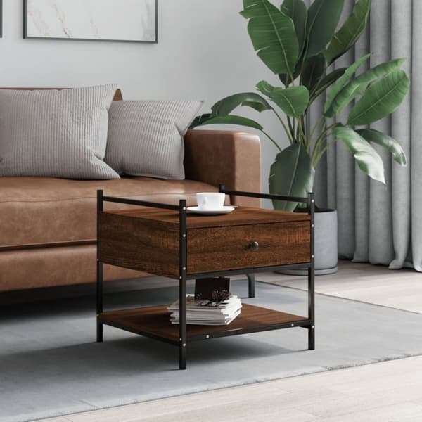 sofabord 50x50x50 cm konstrueret træ brun egetræsfarve