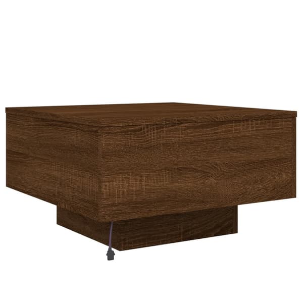 Soffbord med LED brun ek 55x55x31 cm