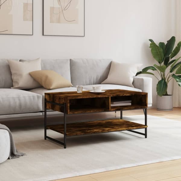 Soffbord rökfärgad ek 90x50x45 cm konstruerat trä
