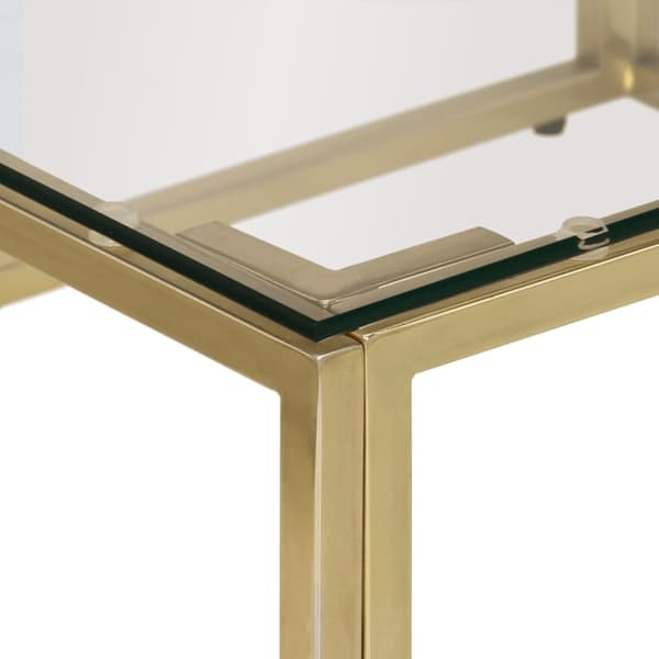 Soffbord guld rostfritt stål och härdat glas