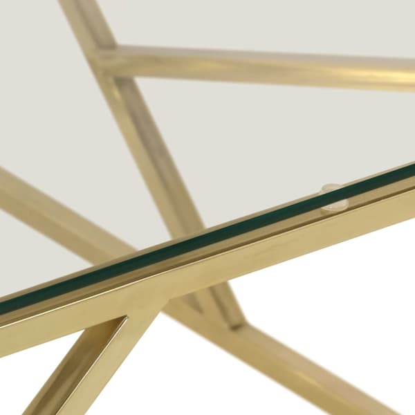 Soffbord guld rostfritt stål och härdat glas