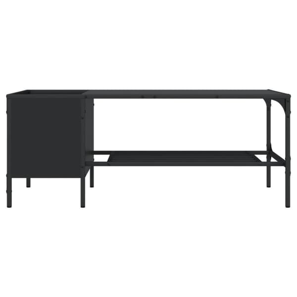 Soffbord med hylla svart 100x51x40 cm konstruerat trä