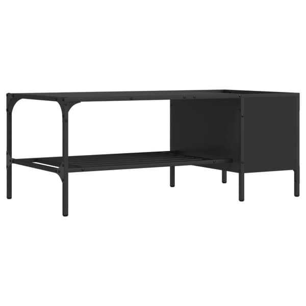Soffbord med hylla svart 100x51x40 cm konstruerat trä