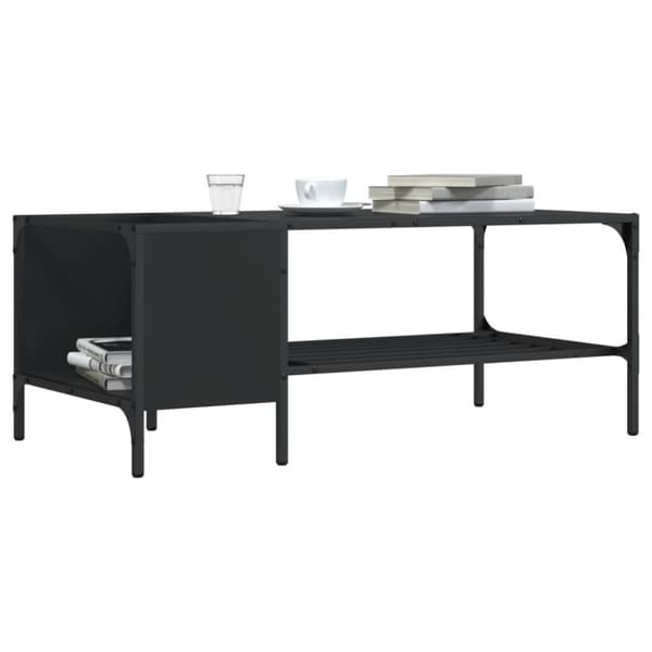 Soffbord med hylla svart 100x51x40 cm konstruerat trä