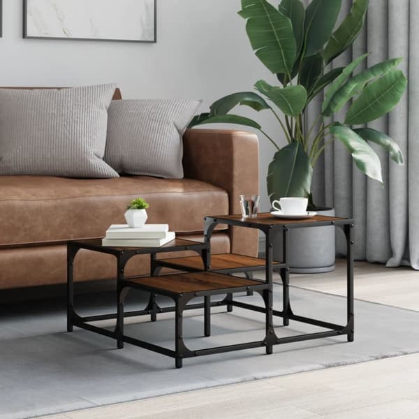 Soffbord brun ek 68x68x40 cm konstruerat trä
