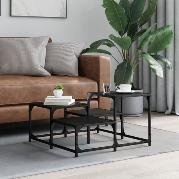 Soffbord svart 68x68x40 cm konstruerat trä