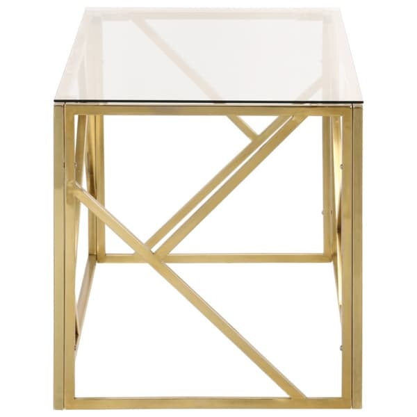 Soffbord guld rostfritt stål och härdat glas