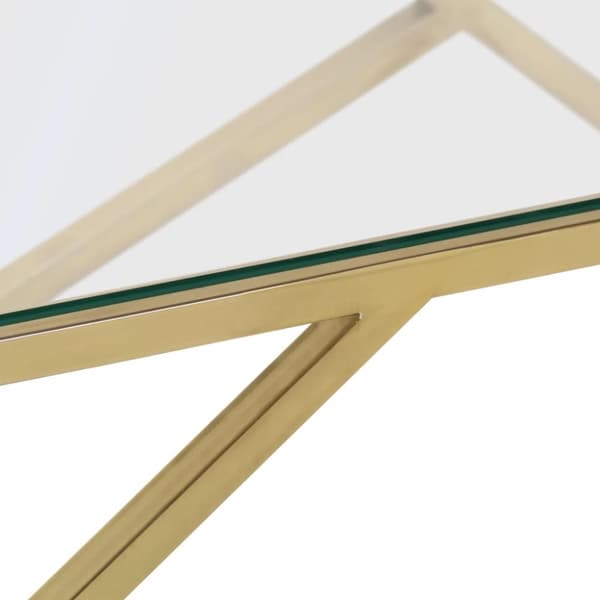 Soffbord guld rostfritt stål och härdat glas