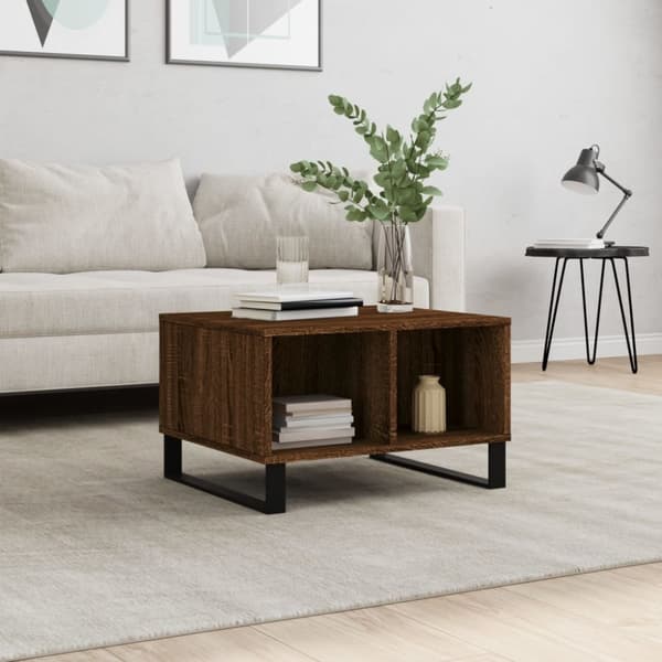 sofabord 60x50x36,5 cm konstrueret træ brun egetræsfarve
