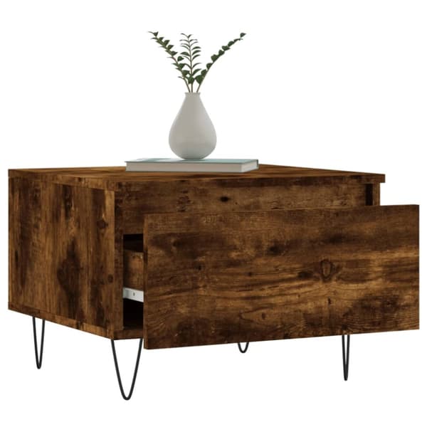 Soffbord 2 st rökfärgad ek 50x46x35 cm konstruerat trä