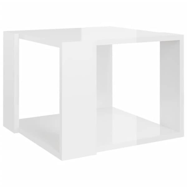 Soffbord vit högglans 40x40x43 cm konstruerat trä