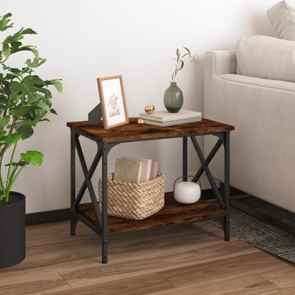 sidebord 55x38x45 cm konstrueret træ røget egetræsfarve