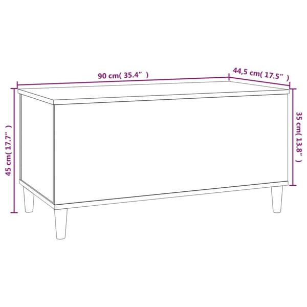 sofabord 90x44,5x45 cm konstrueret træ hvid højglans