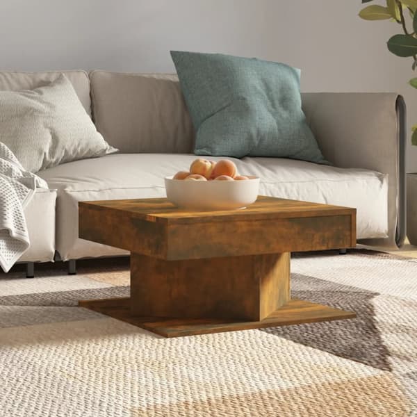 Soffbord rökfärgad ek 57x57x30 cm konstruerat trä