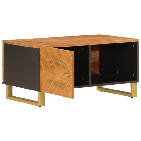 Soffbord brun och svart 80x50x40 cm massivt mangoträ