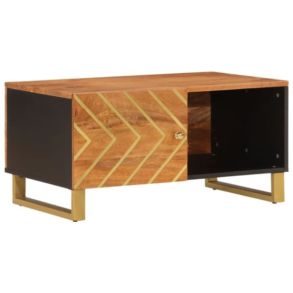 Soffbord brun och svart 80x50x40 cm massivt mangoträ