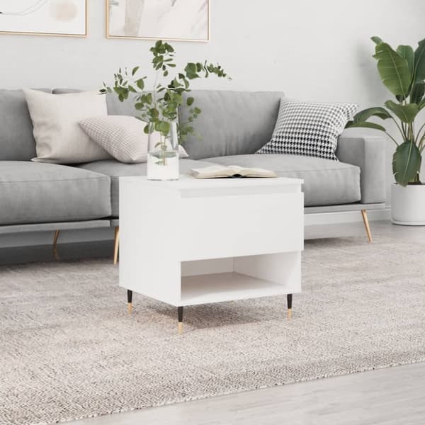 Soffbord vit 50x46x50 cm konstruerat trä