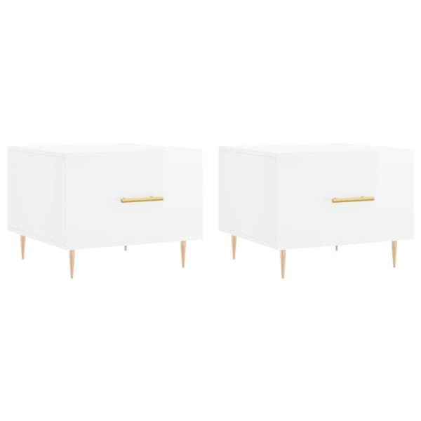sofaborde 2 stk. 50x50x40 cm konstrueret træ hvid højglans