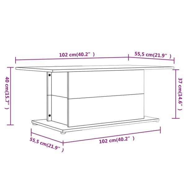 sofabord 102x55,5x40 cm spånplade grå sonoma-eg