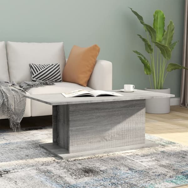 sofabord 102x55,5x40 cm spånplade grå sonoma-eg