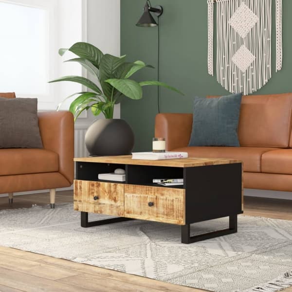 Sohvapöytä 80x54x40 cm täysi mangopuu ja tekninen puu