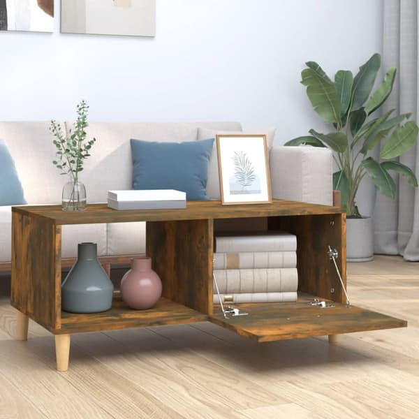 Soffbord rökfärgad ek 89,5x50x40 cm konstruerat trä