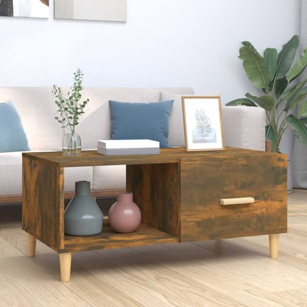 Soffbord rökfärgad ek 89,5x50x40 cm konstruerat trä
