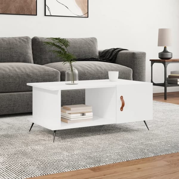 Soffbord vit 90x50x40 cm konstruerat trä