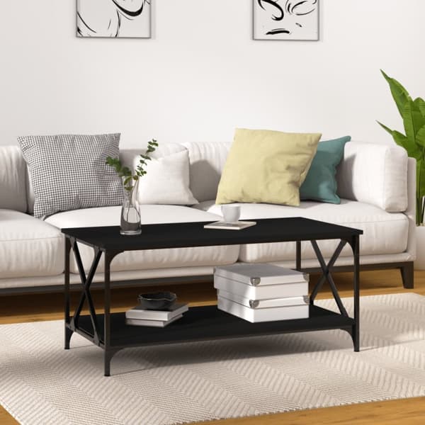 Soffbord svart 100x50x45 cm konstruerat trä och järn