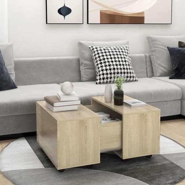 Soffbord sonoma-ek 60x60x38 cm konstruerat trä