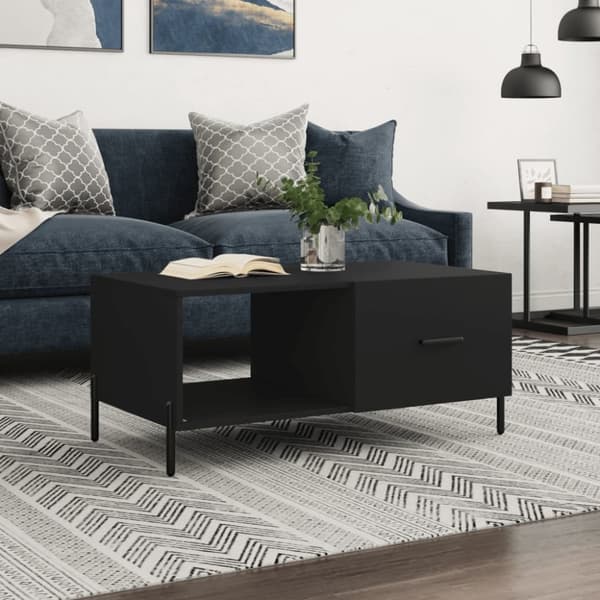 Soffbord svart 90x50x40 cm konstruerat trä