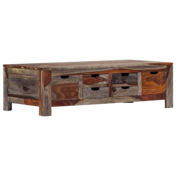 Soffbord 100x50x30 cm grå massivt sheshamträ