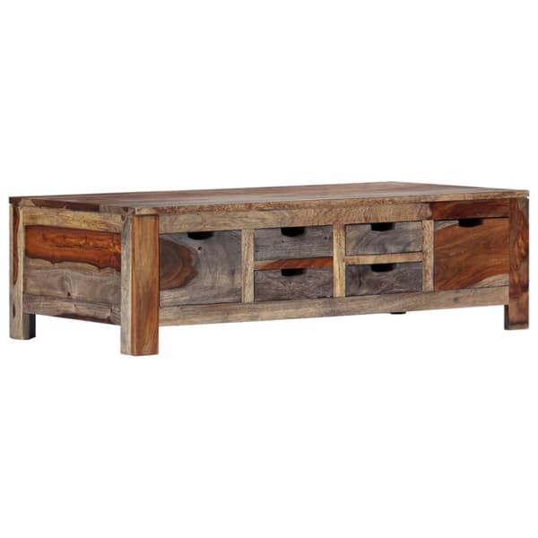 Soffbord 100x50x30 cm grå massivt sheshamträ