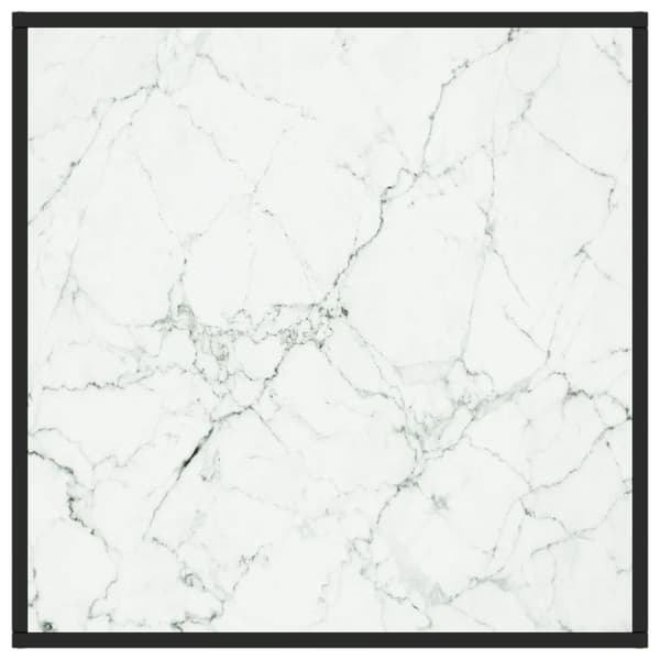Soffbord med svart vit marmor glas 80x80x35 cm