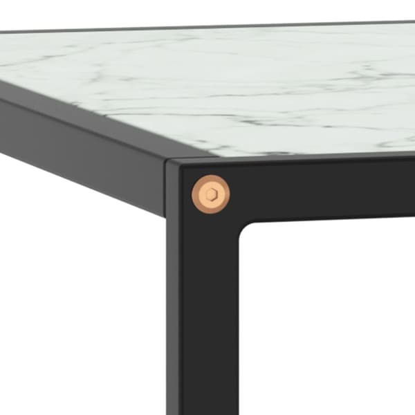 Soffbord med svart vit marmor glas 80x80x35 cm