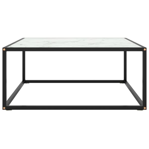 Soffbord med svart vit marmor glas 80x80x35 cm