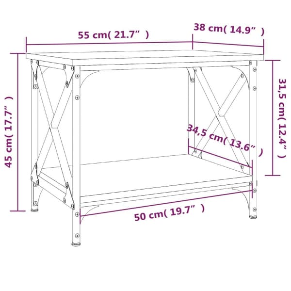 sidebord 55x38x45 cm konstrueret træ grå sonoma-eg
