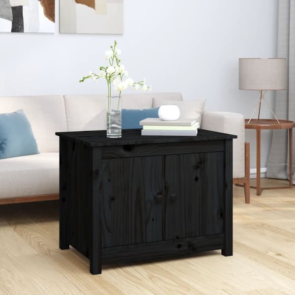 Sohvapöytä musta 71x49x55 cm täysi mänty