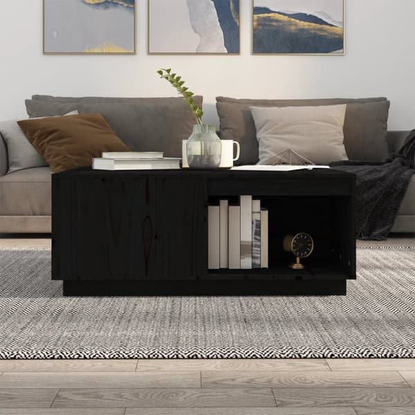 Soffbord svart 100x101x40,5 cm massiv furu