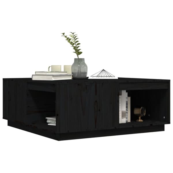 Soffbord svart 100x101x40,5 cm massiv furu