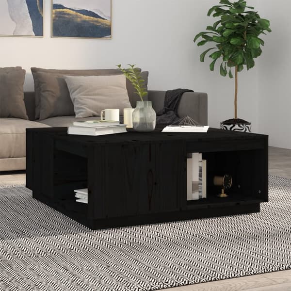 Soffbord svart 100x101x40,5 cm massiv furu